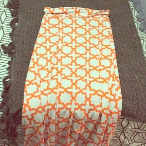 Lularoe long orange and white skirt!!!